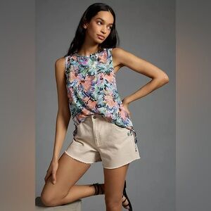 Anthropologie cloth & stone Multicolor Floral watercolor Tank top nwot